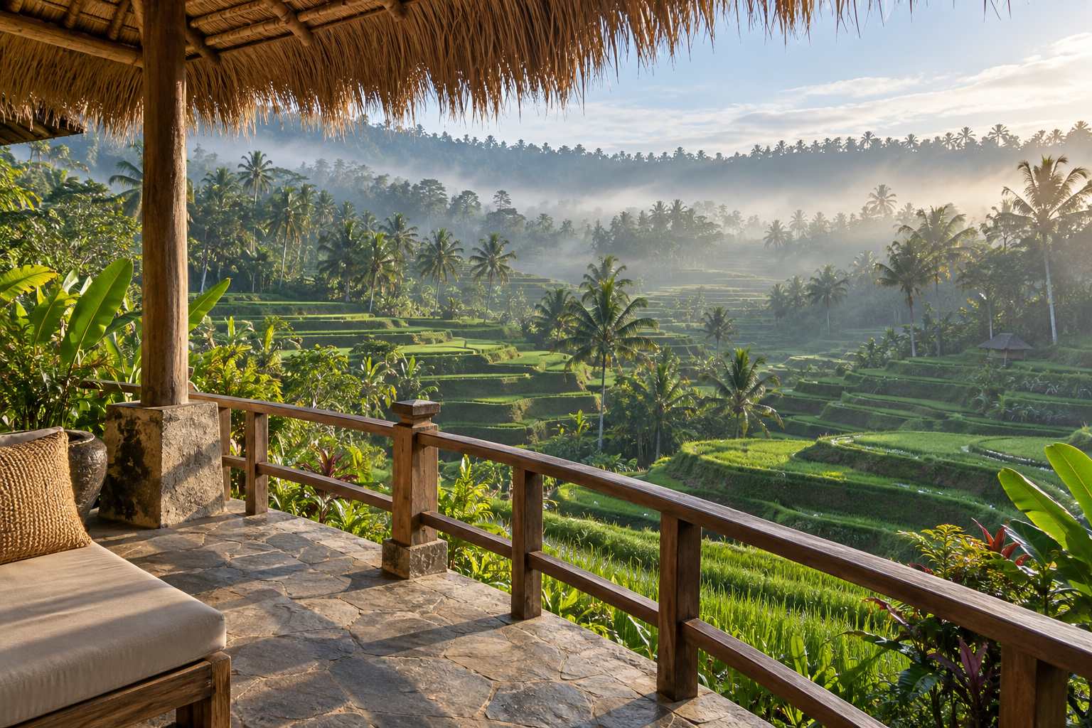 View over the rice field from the terrace