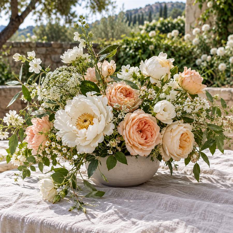 Bouquet of white and blush flowers