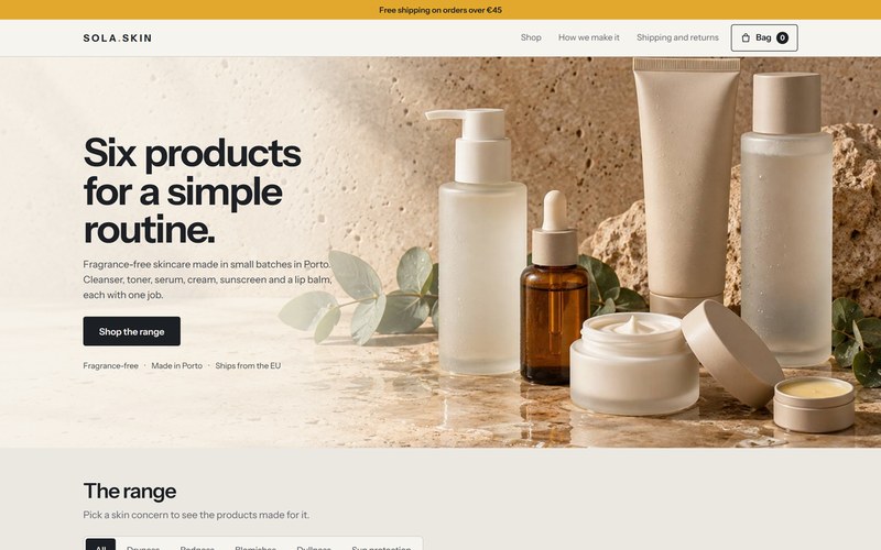 Sola Skin, a skincare store concept